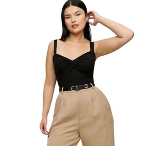 Reformation Black Sleeveless Cowl Neck Women's Crop Top Size S